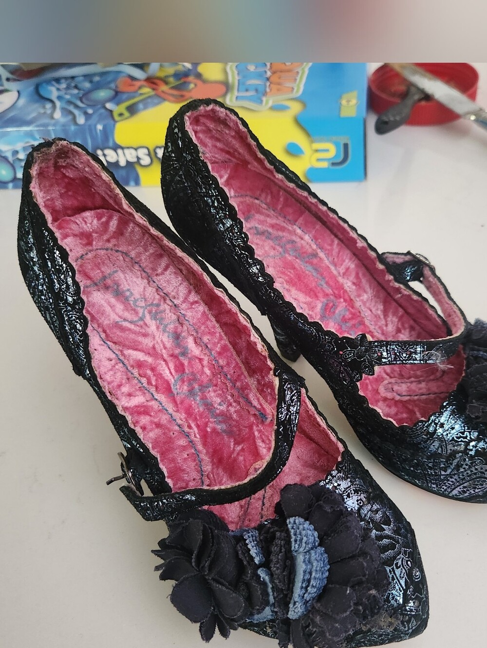 Irregular Choice Blue Metallic Paisley Floral Court High Heels Leather 36 5.5 6